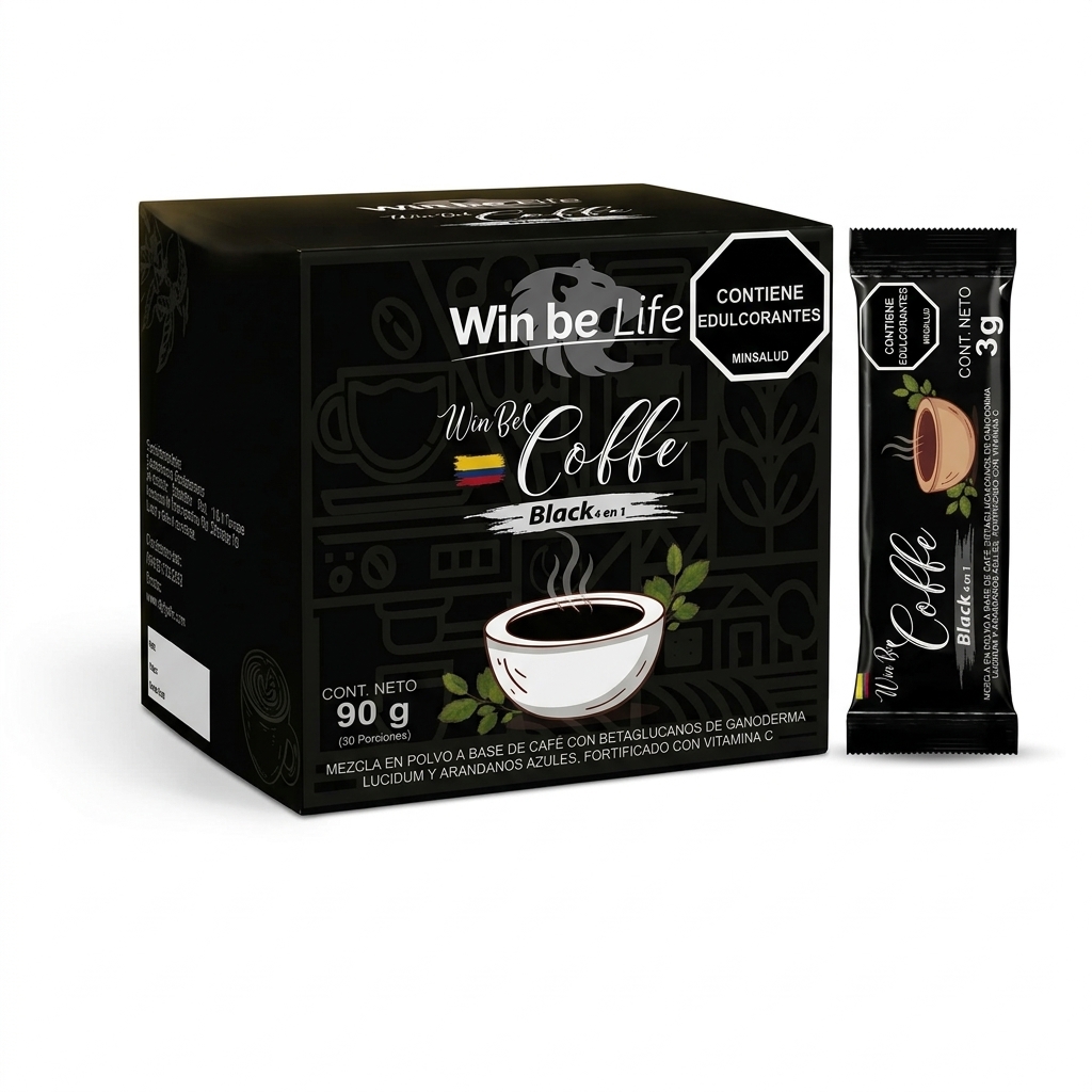 Café Win Be Life Black 4 en 1 Ganoderma y Melena de León
